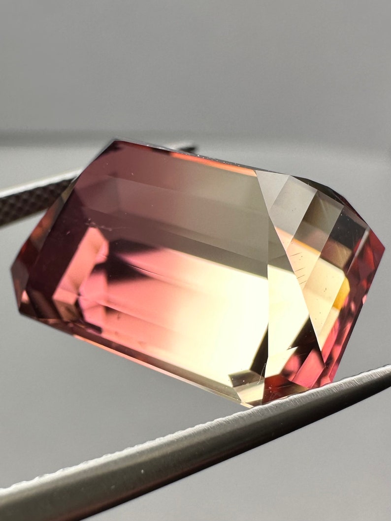 Rectangle Jems Giant 17ct Bi-color Tourmaline. Collectors Grade Gem. - Etsy