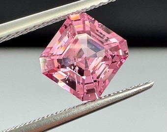 Bright Pink Spinel. 1.63ct Asscher cut. 7mm calibrated untreated gem.