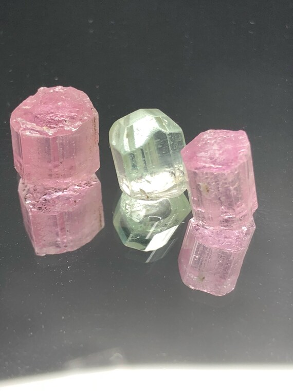 Facet rough! Pastel color Tourmaline. 18 carats, three pieces. Natural Afghani old stock!