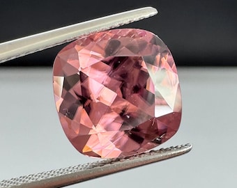 Cushion cut Rose Zircon. 7ct 10.8mm