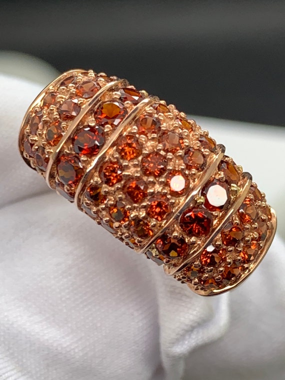 Paved Natural Garnet ring. Rose gold. 4 total carats. Sz. 10