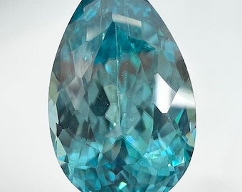 Huge pear shaped blue Zircon! 7.29ct natural Cambodian gemstone.