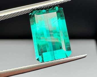 Blue green Tourmaline 4.5ct Brazilian emerald cut.