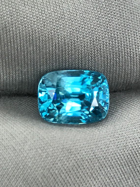 Natural Blue CAMBODIAN ZIRCON, 5.15ct cushion cut