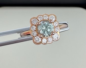 Montana Sapphire ring, 14k gold natural diamonds.