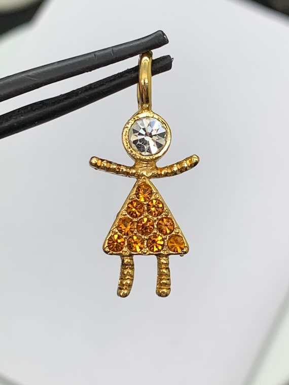 Little girl, 10 count! Citrine charm/ pendant. Wholesale item. Mother, birthstone gift. 25mm