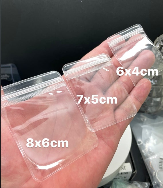 Clear PVC plastic (100ct) Watch, Gemstone, gem rough, jewelry, reusable, zip lock, no blue tint, bags. .26-.47mm thick.