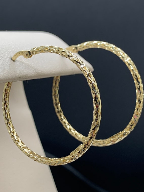 14k Braided weave style hoop. 30mm designer new jewelry.