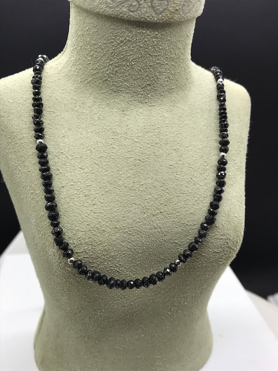 Natural Diamond necklace in 14k gold clasps. Hand polished stones.
