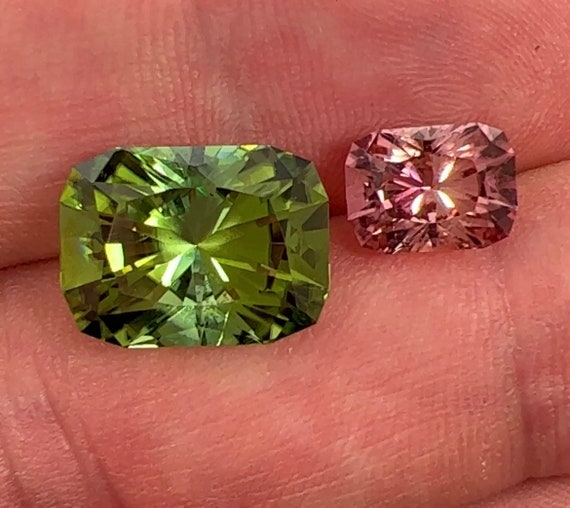 Two piece Tourmaline suite. Precision cut and polished world class collectors gems. Untreated and hand cut by me. Over ten total carats.