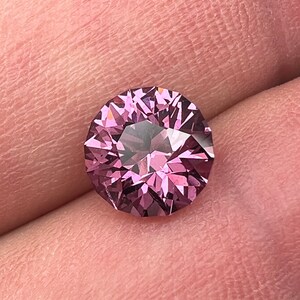 Rare pink, fuchsia color Garnet. Natural, Tanzanian origin gem. Precision cut round. 7.4mm image 3