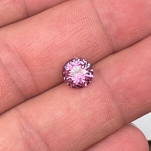 Rare pink, fuchsia color Garnet. Natural, Tanzanian origin gem. Precision cut round. 7.4mm image 2