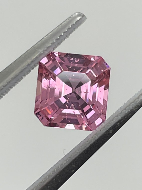 Bright Pink Spinel. 1.63ct Asscher cut. 7mm calibrated untreated gem.