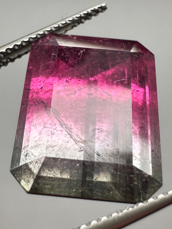 Huge bi color Tourmaline. 13.26 magenta, grey, natural gemstone.