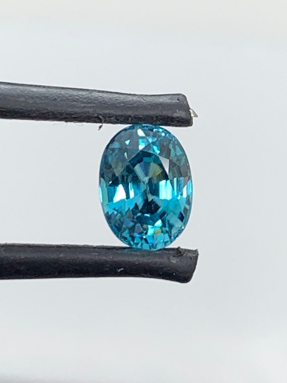 Natural blue Zircon. 1.32ct oval native cut gem. Great color and clarity!