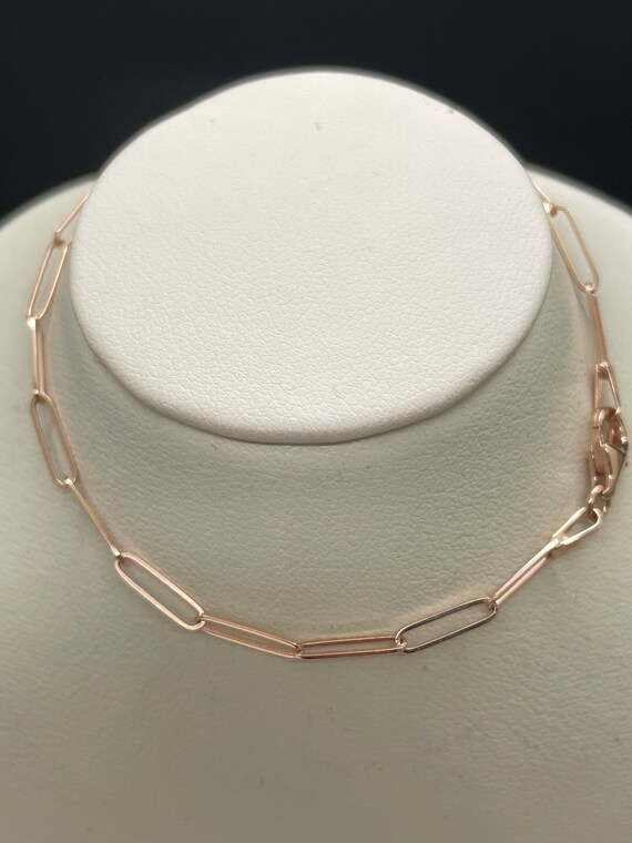 Rose gold, "paperclip style bracelet". Solid 14k. New. 7 inch.