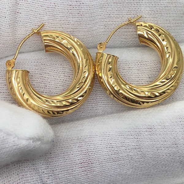 Thick gauge 14k designer hoops!