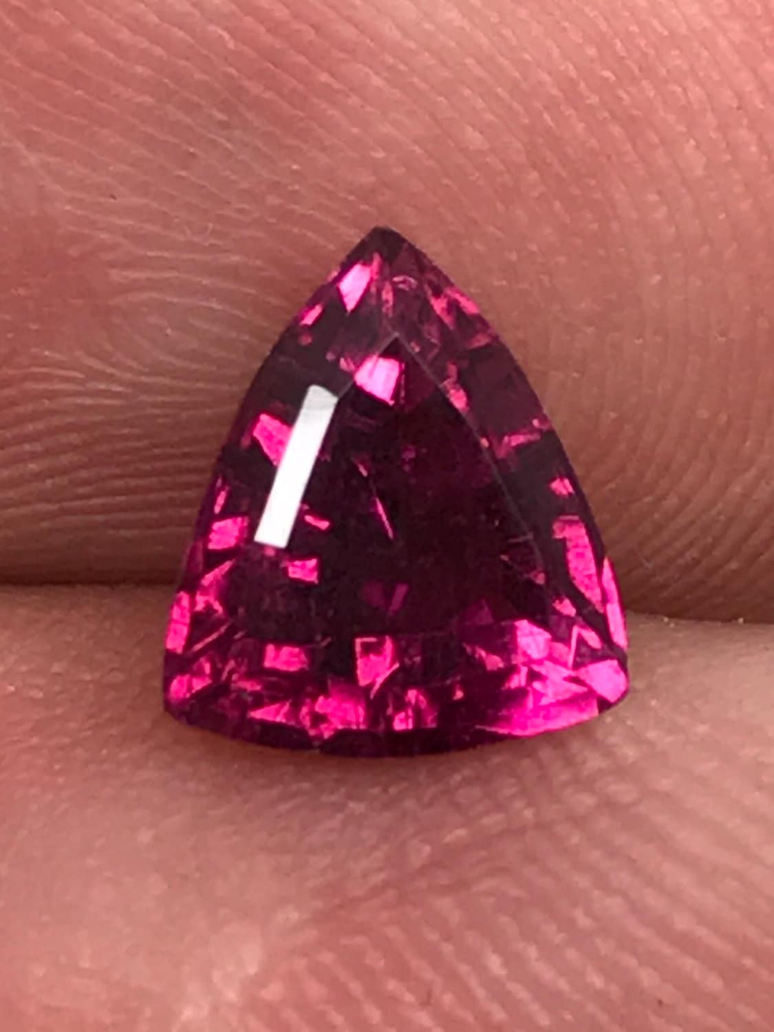 Natural Rubellite Tourmaline Trillion, amazing brilliance!
