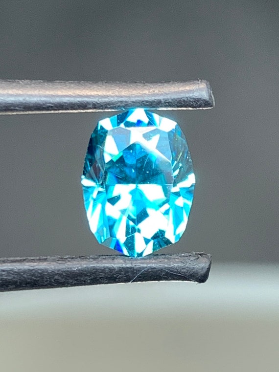 Precision cut natural Blue Zircon 4.19ct. Exceptional polish!