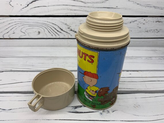 Vintage Metal Peanuts Snoopy Thermos, Snoopy Kids… - image 8