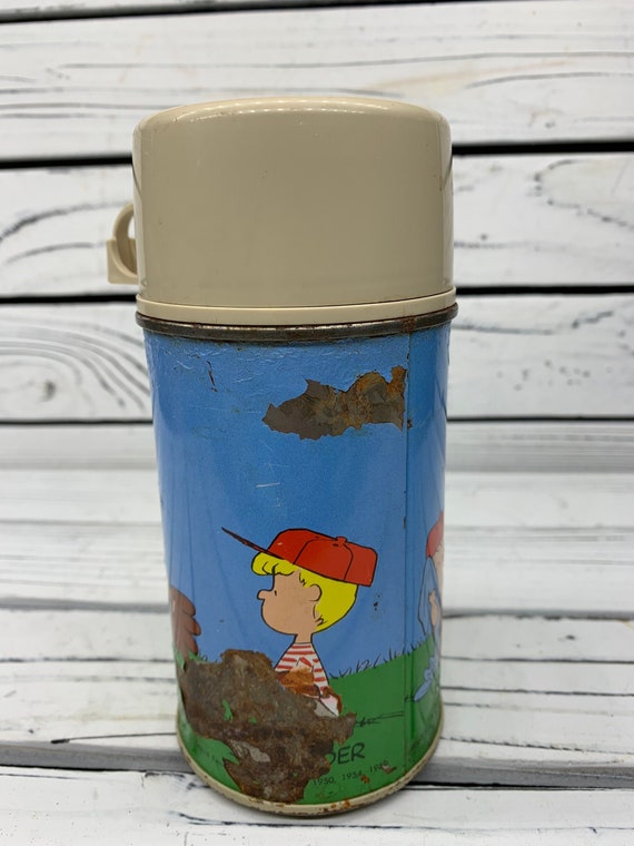 Vintage Metal Peanuts Snoopy Thermos, Snoopy Kids… - image 4