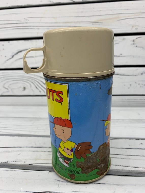 Vintage Metal Peanuts Snoopy Thermos, Snoopy Kids… - image 10