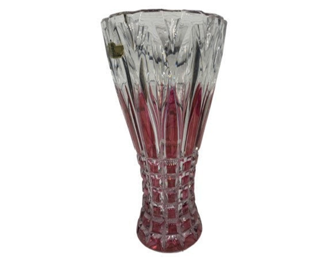 Lead Crystal Vase Made in Germany Red Clear Crystal Vase Etsy