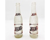 Two Vintage Pepsi Cola Soda Bottles, Old Pop Bottle, Clear Red Label, Man Cave Decor, Gifts For Him, Nostalgic Soda Bottles, Clear Red