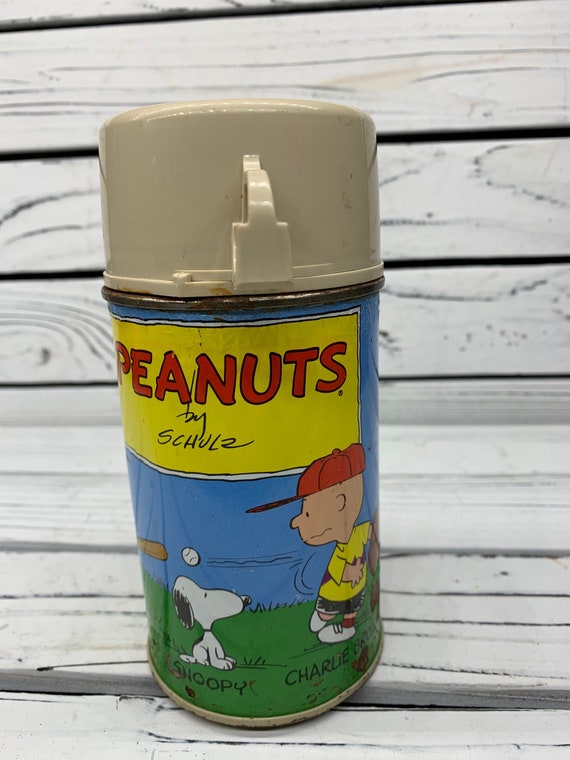 Vintage Metal Peanuts Snoopy Thermos, Snoopy Kids… - image 6