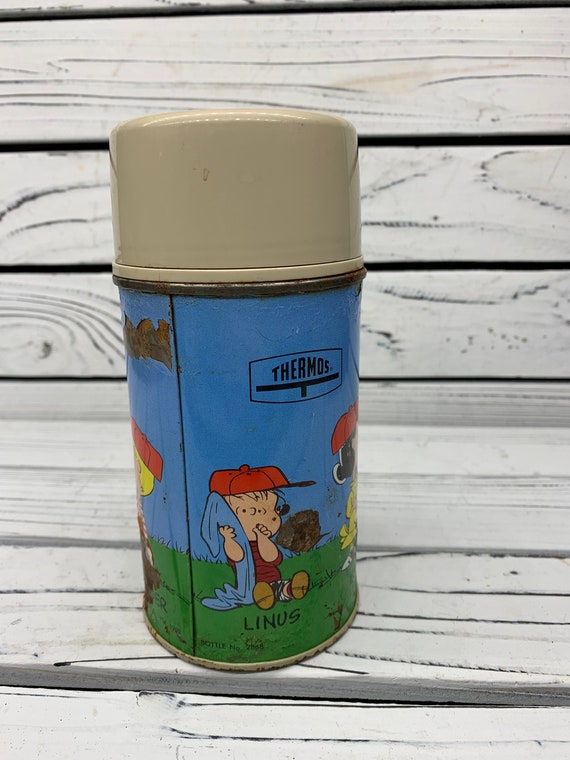 Vintage Metal Peanuts Snoopy Thermos, Snoopy Kids… - image 7