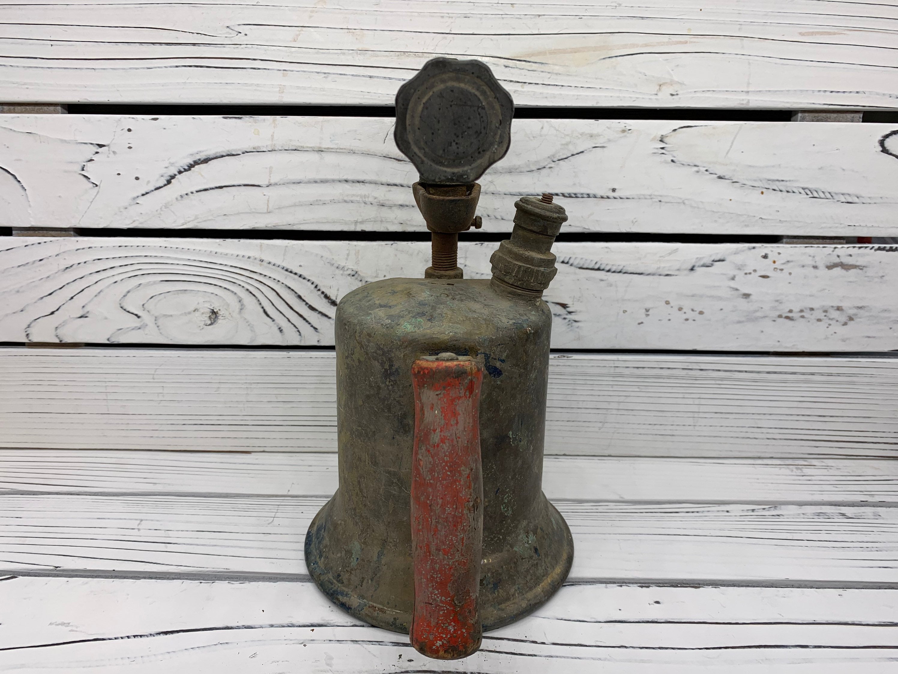 Vintage Brass Blow Torch, Antique Blowtorch With Red Handle, Industrial ...