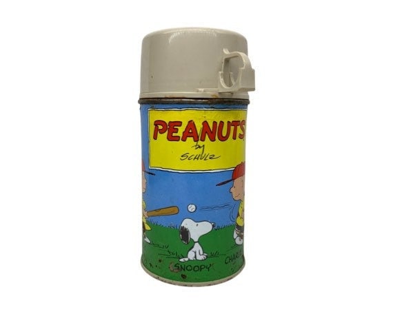 Pink Colored Peanuts Kids Tin Lunch Box - Snoopy Lucy And Friends Tin box