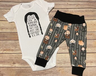 The Addams Family (Wednesday’s quote)  Outfit Set Joggers/Leggings and shirt or onesie --pumpkin, Cotton, Baby, ghost, spiders