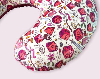 Pink Dungeons and Dragons Nursing Pillow Cover—customize it, d20, dice, future dungeon master, in training, rpg, quest