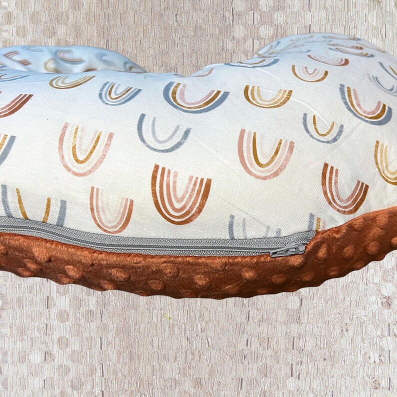 Neutral Boho Rainbow Minky Nursing Pillow Cover With Zipper Etsy