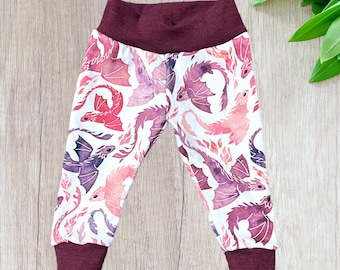 Pink and Purple Dragons Joggers/Leggings Only! --Organic Cotton, Baby, Toddler, rpg, dungeon master