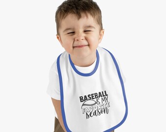 Baseball Fan Baby Contrast Trim Jersey Bib