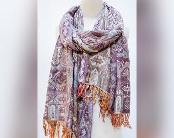 Crinkle Paisley Scarf Stole Wrap Shawl Purple Lavender