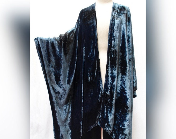 Heavyweight Ruana Heavy Reversible Velvet Ruana Jacket Cape Robe Wrap Shawl Blue Black - Etsy