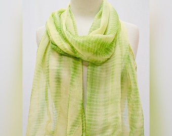 Sheer Crinkle Chiffon "Daphne" Tie Dye Scarf Stole Wrap Shawl Spring Green