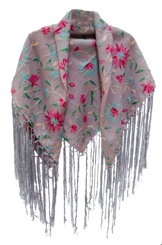 floral embroidered scarf