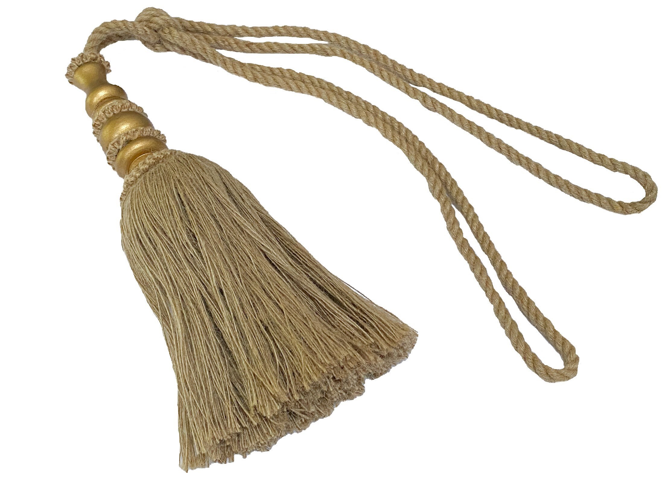 Large 12 Inch Jute Tassel for Curtain Drapery Tieback or Wall Hangings