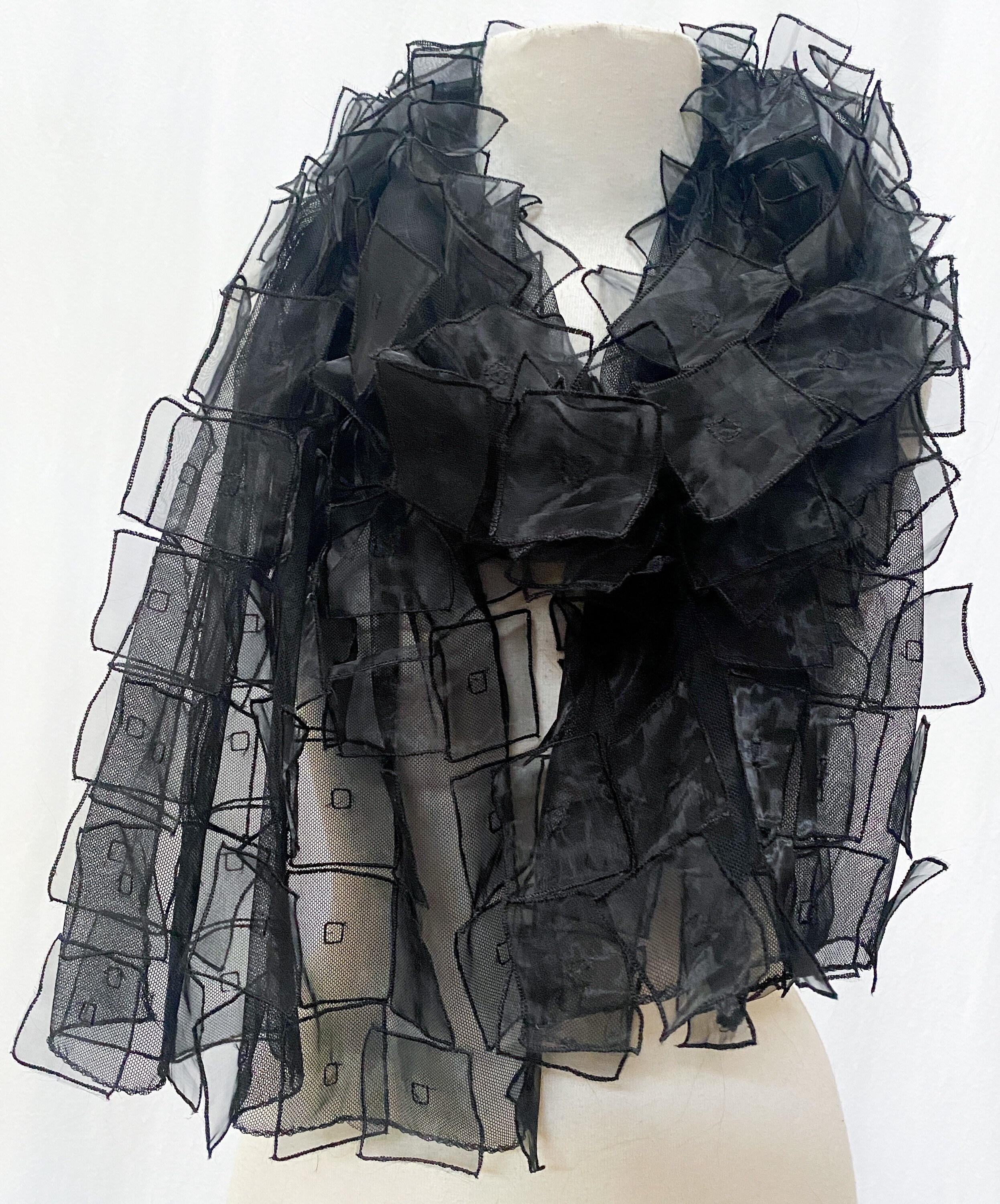 Ella Contemporary Sheer Black Tulle Appliqué Stole Wrap Shawl - Etsy