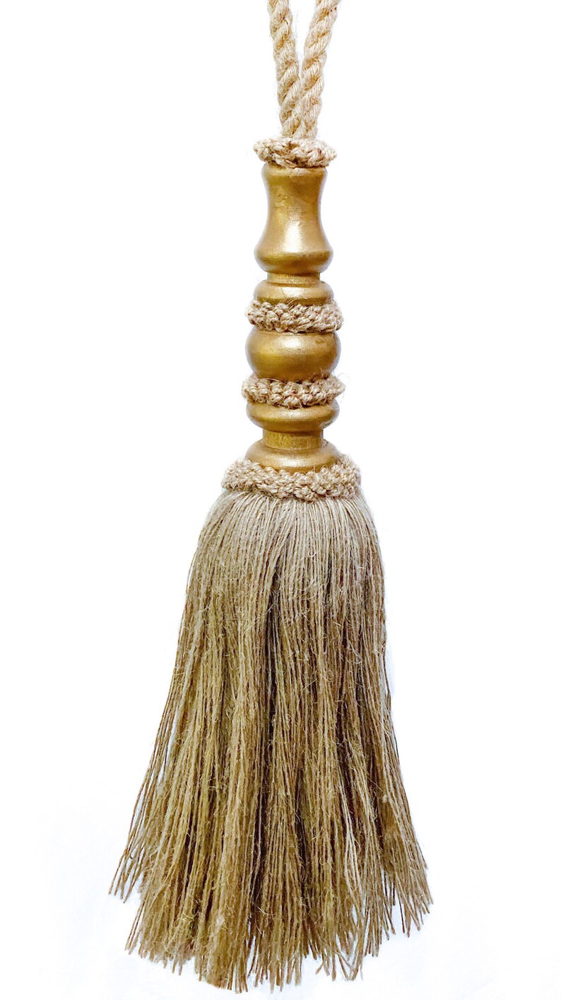 Large 12 Inch Jute Tassel for Curtain Drapery Tieback or Wall Hangings