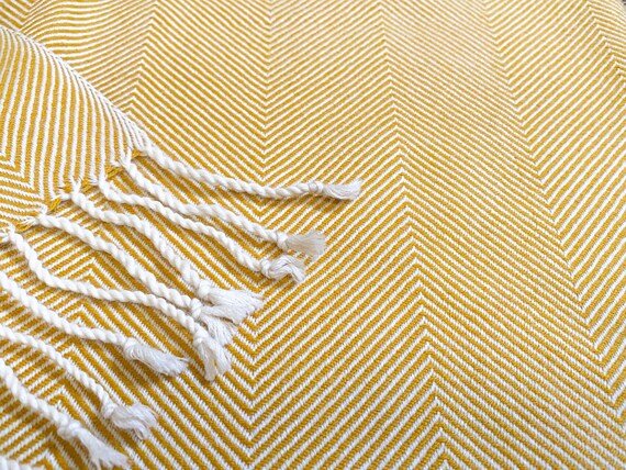 Foxford yellow herringbone throw hotsell