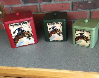 vintage bronc rider canister set