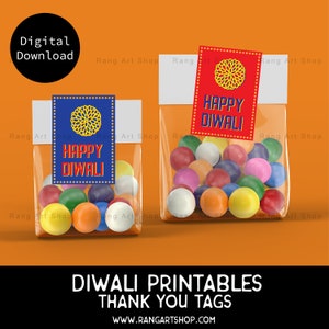 HAPPY DIWALI  Thank You Tag - Diwali Party Favour Tags  Diwali Deepavali Festival - Indian Theme Party Diwali Printable Hindi