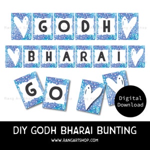 Godh Bharai Bunting - Indian Baby Shower Banner - Hindi Bollywood Props -  Indian Style Baby Shower Party Printable - Desi - Indian Theme