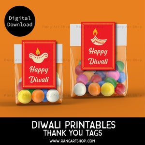 HAPPY DIWALI  Thank You Tag - Diwali Party Favour Tags  Diwali Deepavali Festival - Indian Theme Party Diwali Printable Hindi