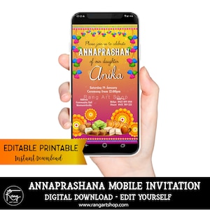 Invitation Annaprasan - Invitation Shuba Annaprasan - Première cérémonie de manger du riz Invitation de téléphone portable - Décoration Pasni - TÉLÉCHARGEMENT NUMÉRIQUE